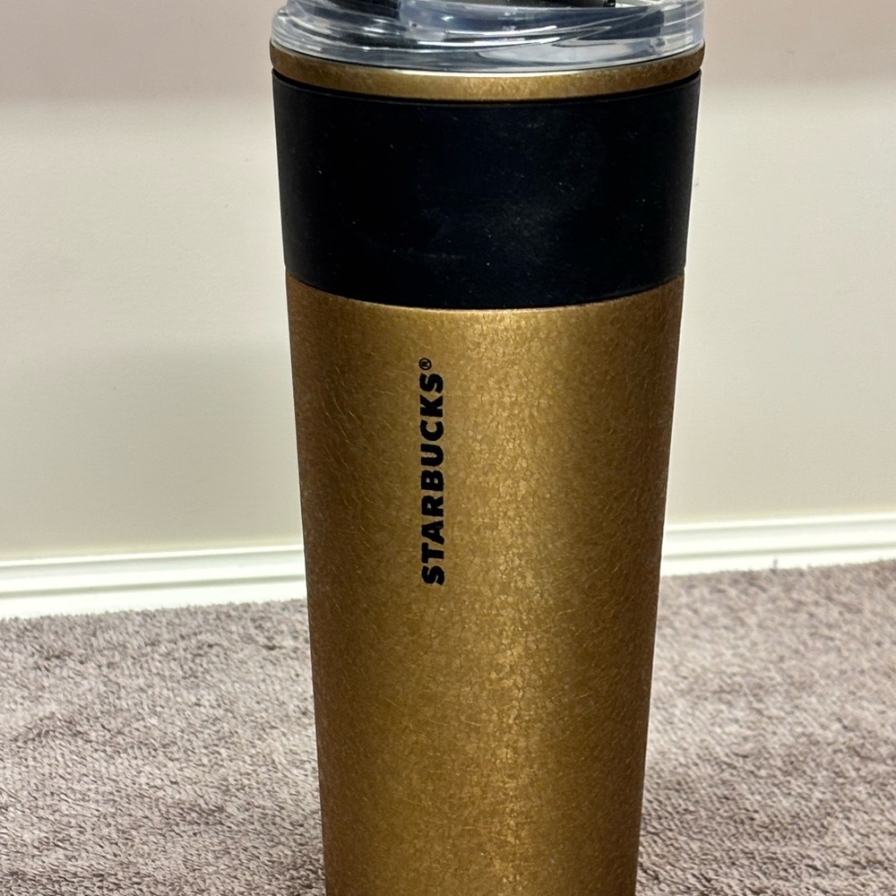 Starbucks Gold Sparkling Shimmery Collectors Travel Tumbler